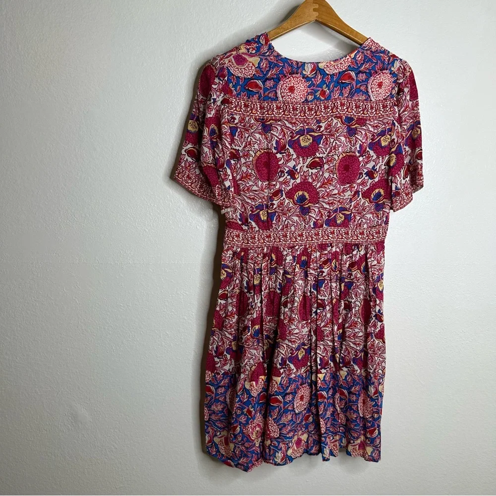 Ba&sh Valia Floral Pink Multicolor Bright Printed Mini Dress Size Small - Picture 9 of 13
